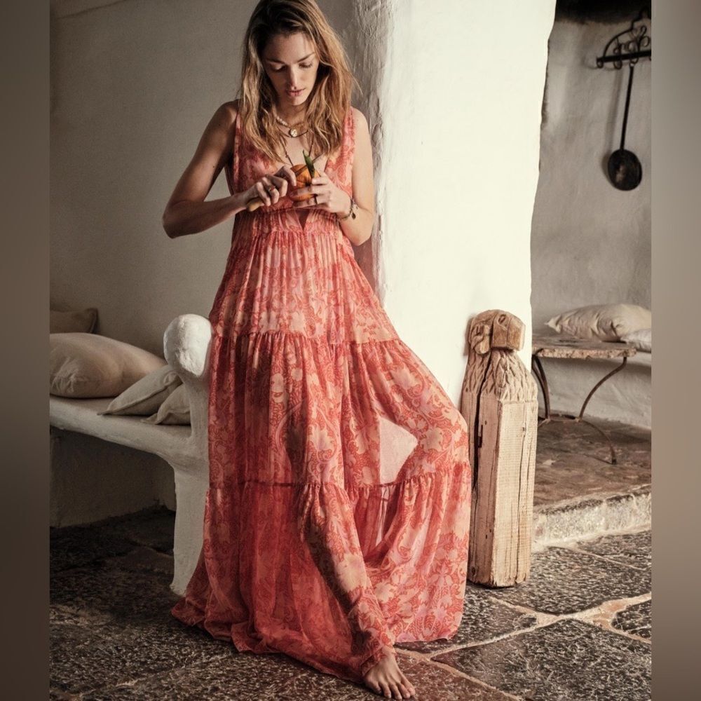 Mango X Chufy Dress Chiffon Printed New